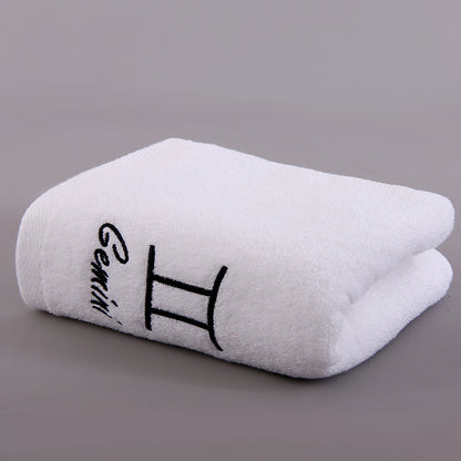 Zodiac Constellation Embroidered Cotton Towel | All 12 Star Signs | 2 Sizes