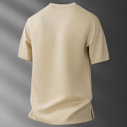 Men's Ice Silk Linen Blend T-Shirt | Lightweight Short Sleeve
