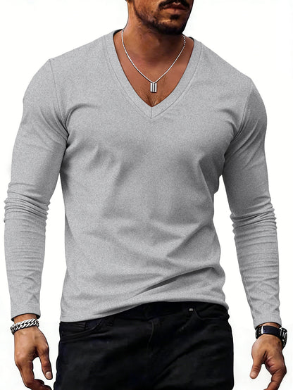 Men's Solid Colour V-Neck T-Shirt - Short Sleeve Casual Tee 7 Colours