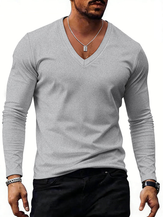 Men's Solid Colour V-Neck T-Shirt - Short Sleeve Casual Tee 7 Colours
