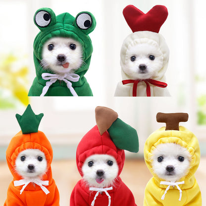 Cute Novelty Dog Hoodie Sweater | Fruit Print Drawstring Coat for Small Dogs