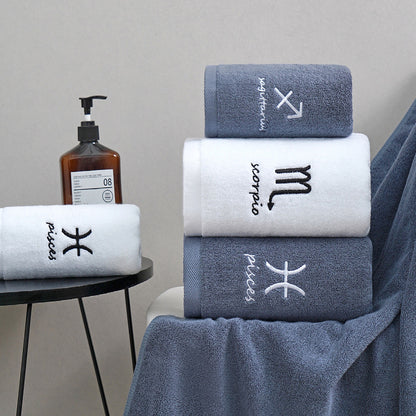 Zodiac Constellation Embroidered Cotton Towel