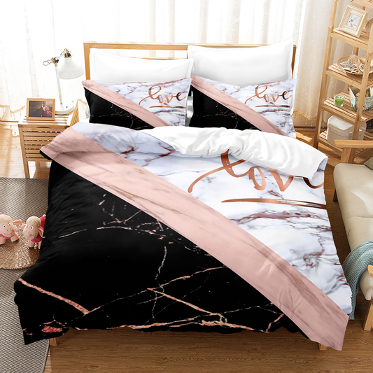 Marble Print Brushed Microfibre Duvet Cover Set | 12 Sizes