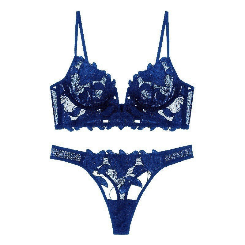 Women's Deep V Lace Lingerie Set | Push-Up Bra & Knicker Set