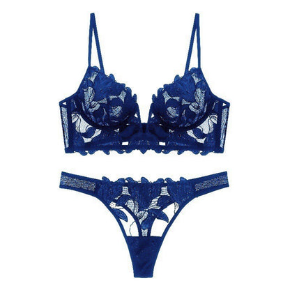 Women's Deep V Lace Lingerie Set | Push-Up Bra & Knicker Set