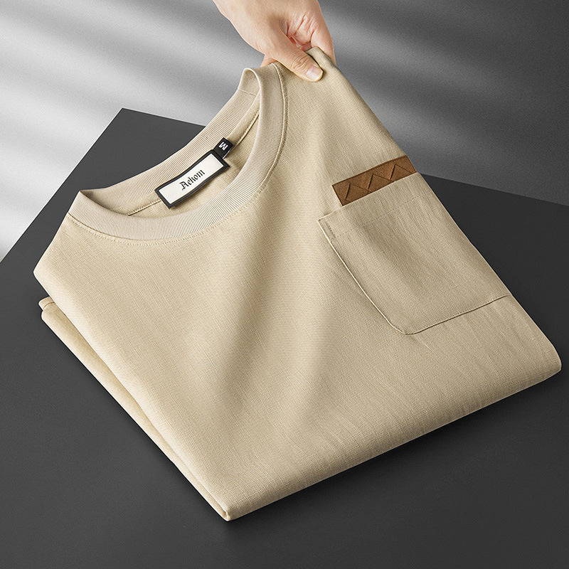 Men's Ice Silk Linen Blend T-Shirt | Lightweight Short Sleeve