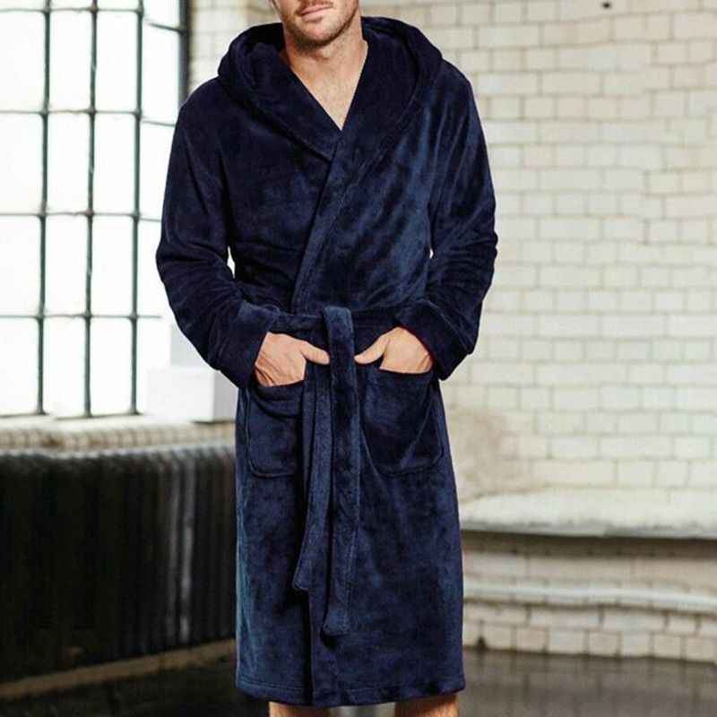 Unisex Hooded Nylon Bathrobe – Soft Double-Sided Velvet Lined Lounge Robe