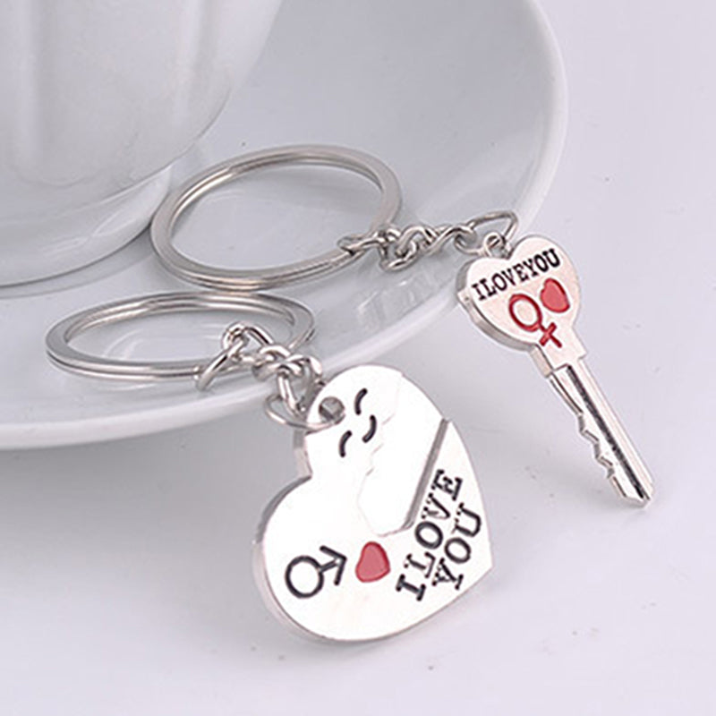 Magnetic Heart Lock & Key Couple Keychain | Romantic Gift | JP Collections
