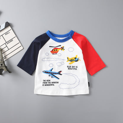 Kids Striped Cartoon Print T-Shirt | Unisex Children's Tee