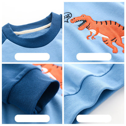 Children's Cartoon Print Cotton Long Sleeve Top | Boys Pullover Sweatshirt