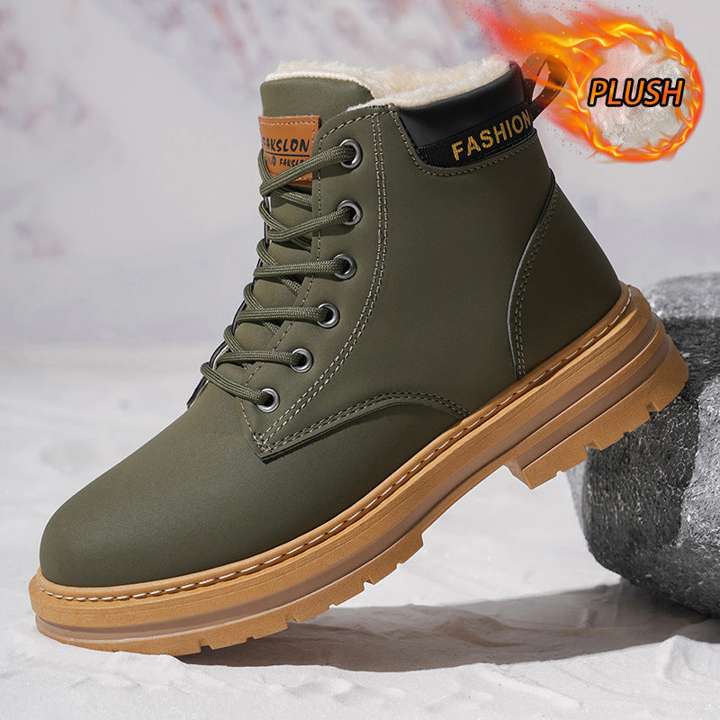 Men's Vintage Casual Boots – Round Toe PU Leather | 4 Colours | EU 39–48