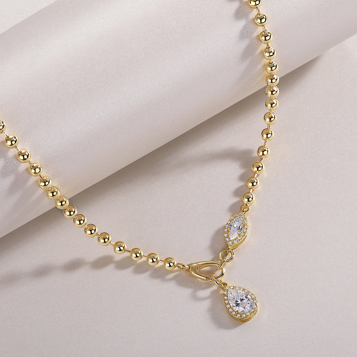Pear-Shaped Moissanite 925 Sterling Silver 24K Gold-Plated Necklace | 6x9mm