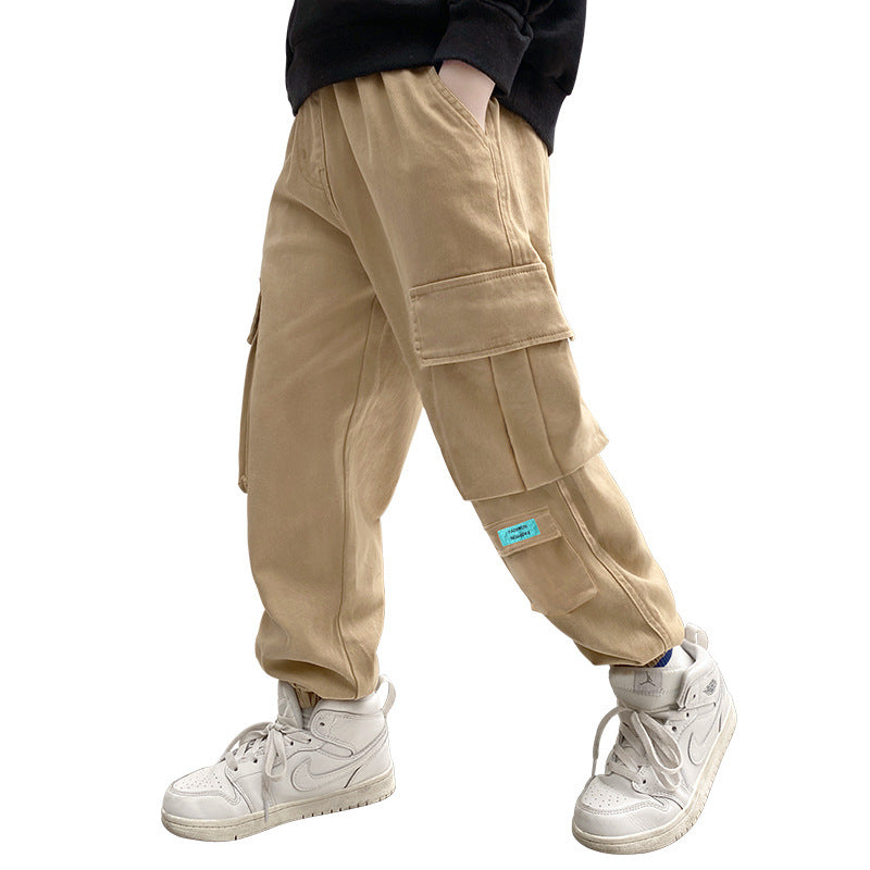 Boys Cotton Cargo Trousers | Multi-Pocket Casual Pants | Heights 110-170cm