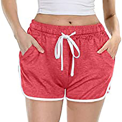 Women's Casual Solid Colour Drawstring Shorts with Pockets