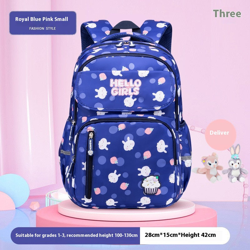Kids' Rabbit Cartoon School Backpack – Spine Protection & Waterproof, Ages 6–12