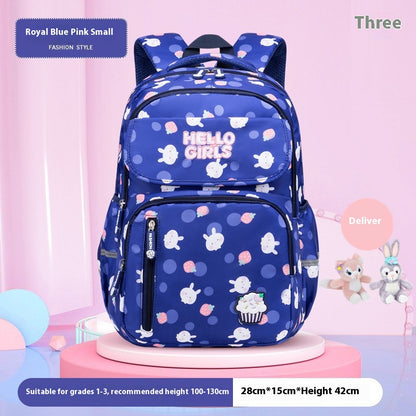 Kids' Rabbit Cartoon School Backpack – Spine Protection & Waterproof, Ages 6–12