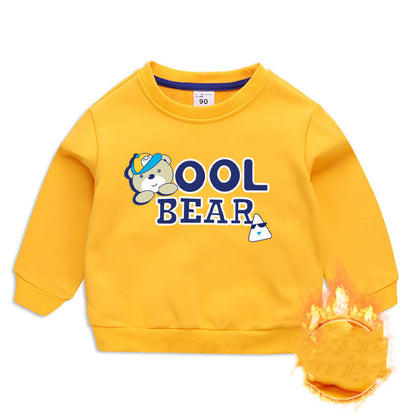 Children's Cartoon Bear Fleece Sweatshirt | Boys Warm Pullover
