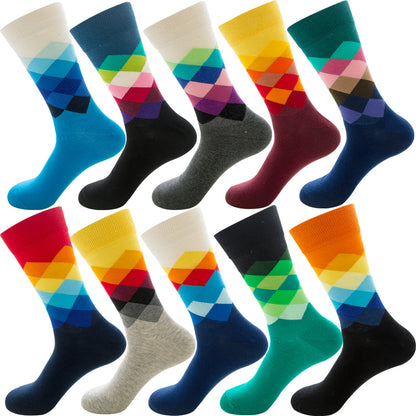 Men's Cotton Socks – 10 Pairs Mid-Calf Patterned Socks EU 39-45 23 Designs