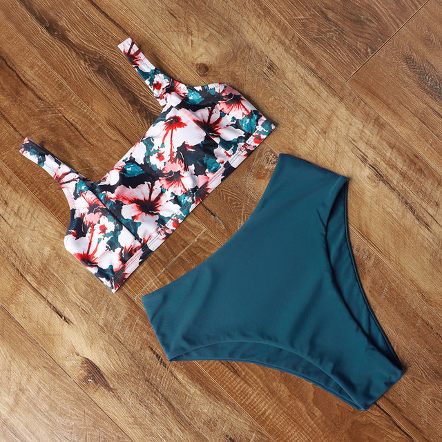Women's High-Waist Bikini Set – 22 Colours, Bra & Shorts