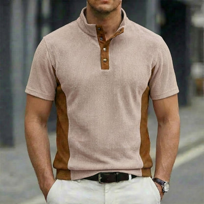 Men's Stand Collar Button-Down Polo Shirt | Slim Fit