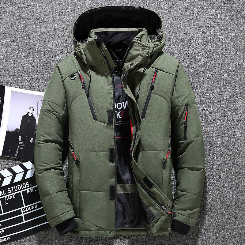 Men's Hooded Down Jacket - Multi-Pocket Thickened Winter Coat