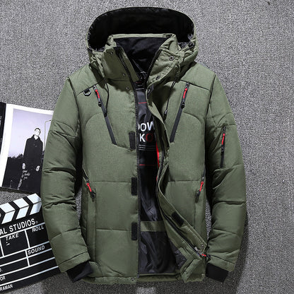 Men's Hooded Down Jacket - Multi-Pocket Thickened Winter Coat