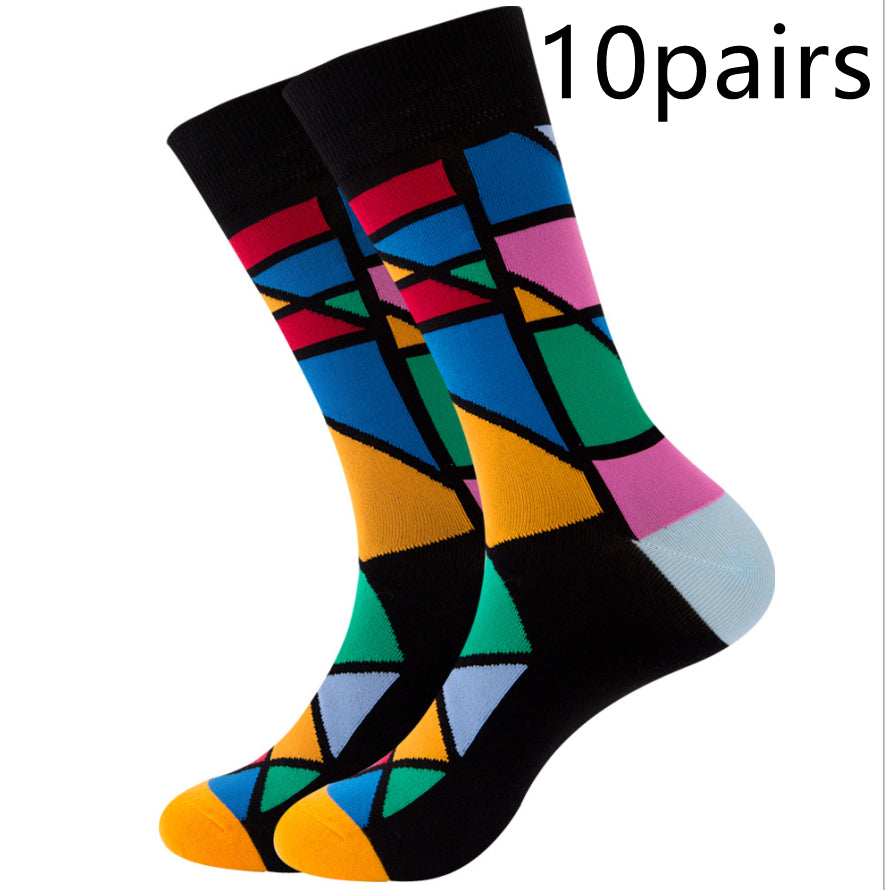 Unisex Striped Jacquard Cotton Socks EU 38-45 – 1, 5 & 10-Pair Packs