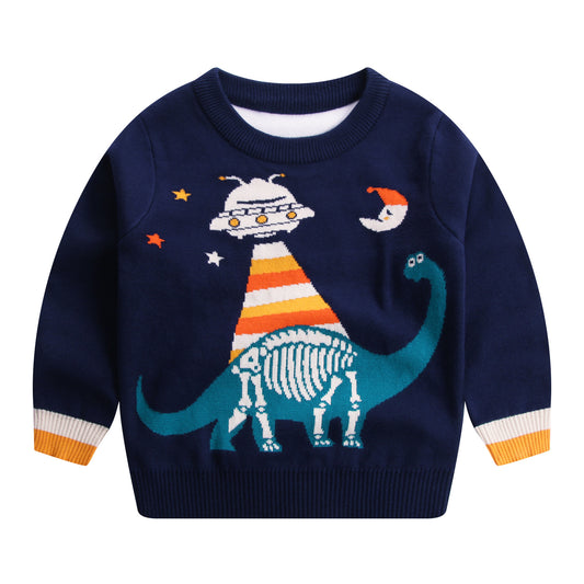 Boys' Cotton Dinosaur Print Sweatshirt | Long Sleeve Kids Top