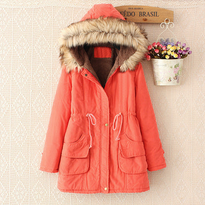 Women's Mid-Length Slim-Fit Hoodie Jacket – Fur Collar | 8 Colours | S–3XL