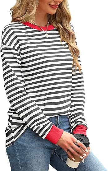 Women's Striped Colour Block Pullover Sweatshirt | S-2XL | 9 Colours