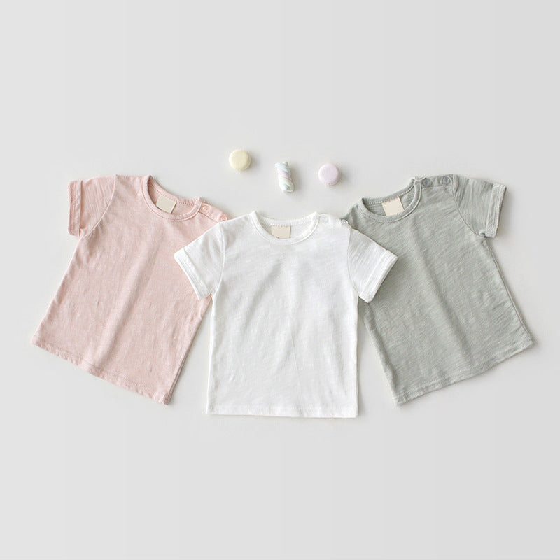 Baby Cotton Plain Short Sleeve T-Shirt – Soft Moisture-Wicking Top