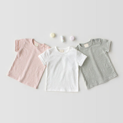 Baby Cotton Plain Short Sleeve T-Shirt – Soft Moisture-Wicking Top
