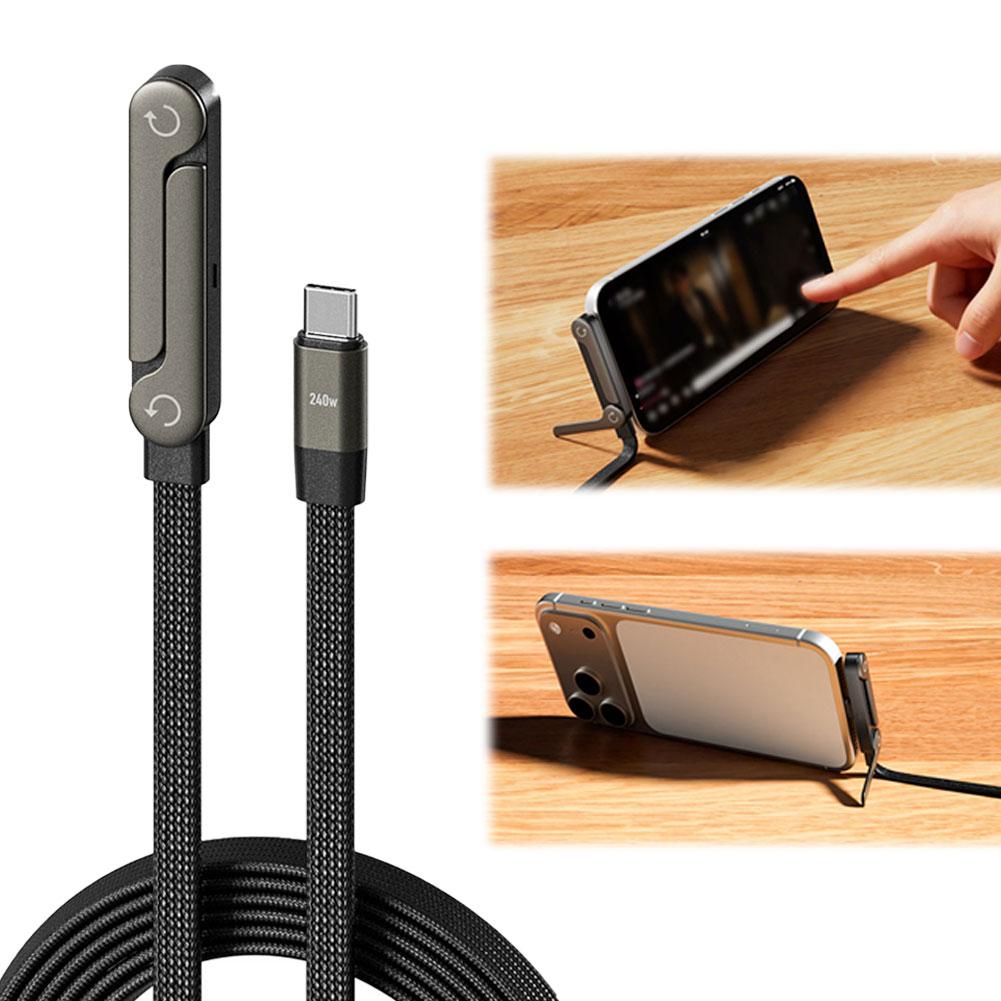 2-in-1 Fast Charging Cable with Foldable Stand | 30W / 65W / 240W | Type-C