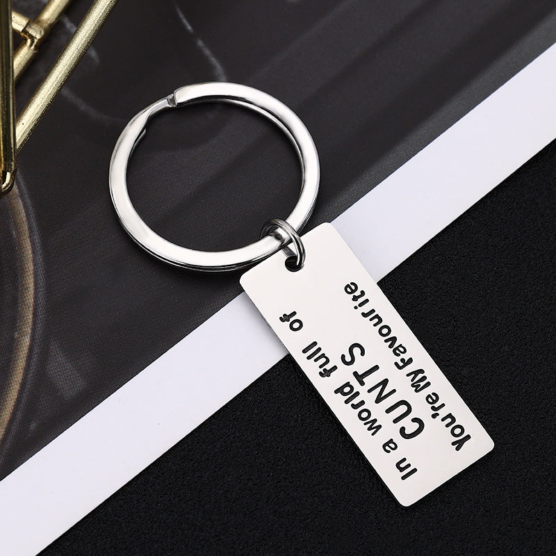 Novelty Slogan Stainless Steel Keyring | Rude Humour Gift | 3 Designs