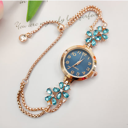Women's Flower-Shaped Diamond Bracelet Watch | 7 Colours
