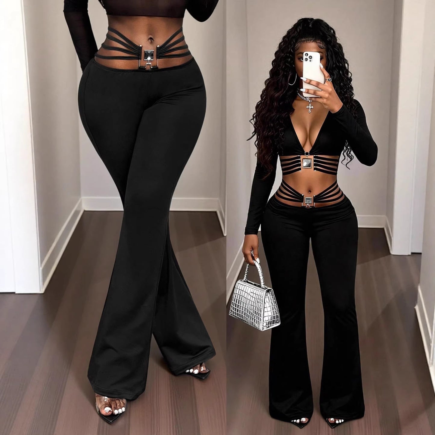 Women's Pleated Flared Trousers