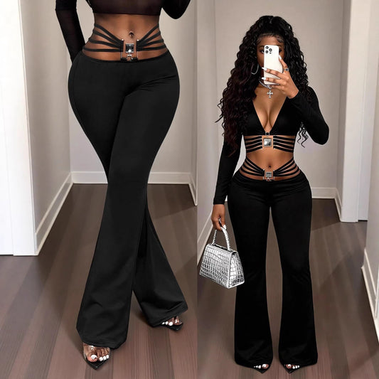 Women's Pleated Flared Trousers