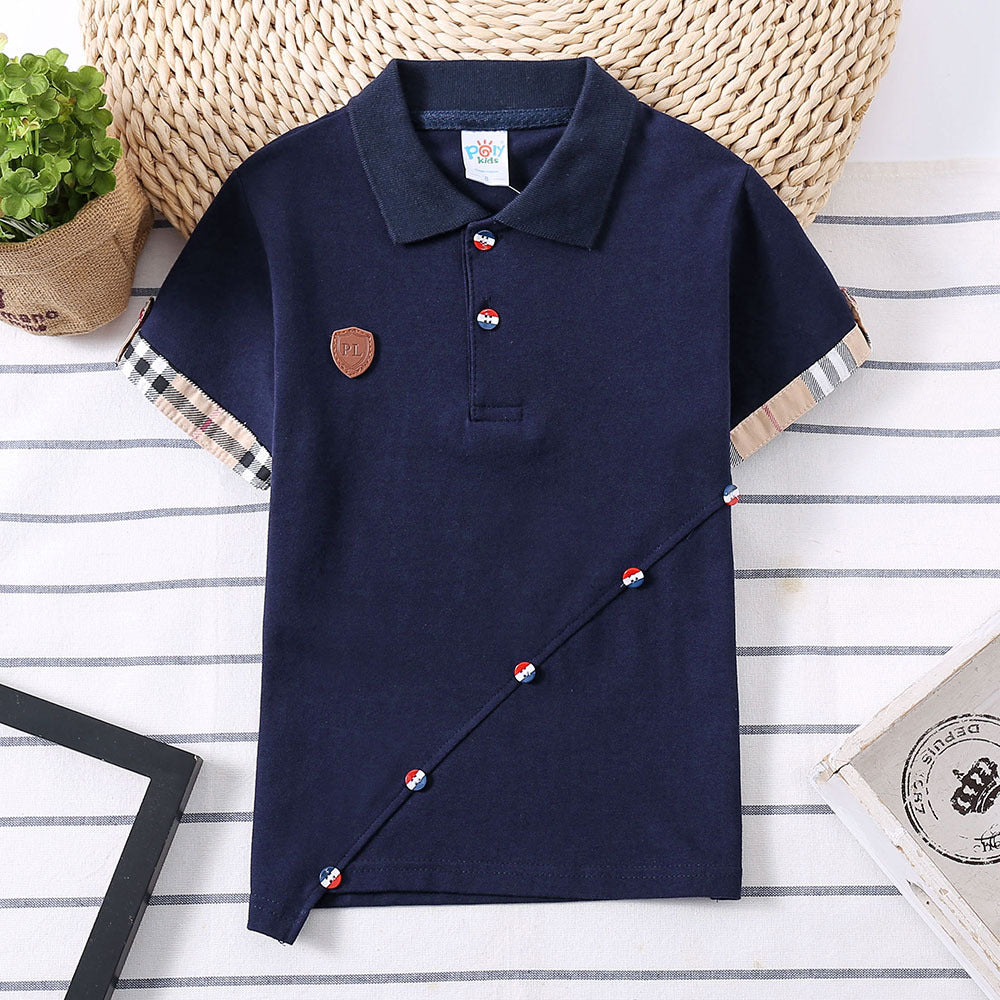 Boys' Solid Colour Cotton Top | Breathable, Casual Everyday Wear