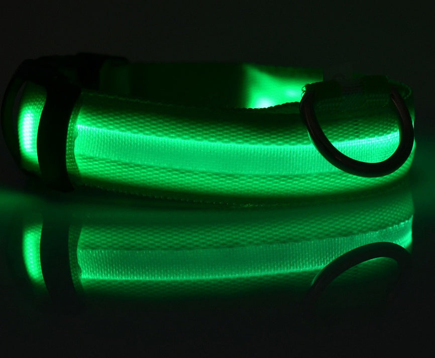 LED Luminous Dog Collar | Nylon Night Safety Flashing Collar XS–XL