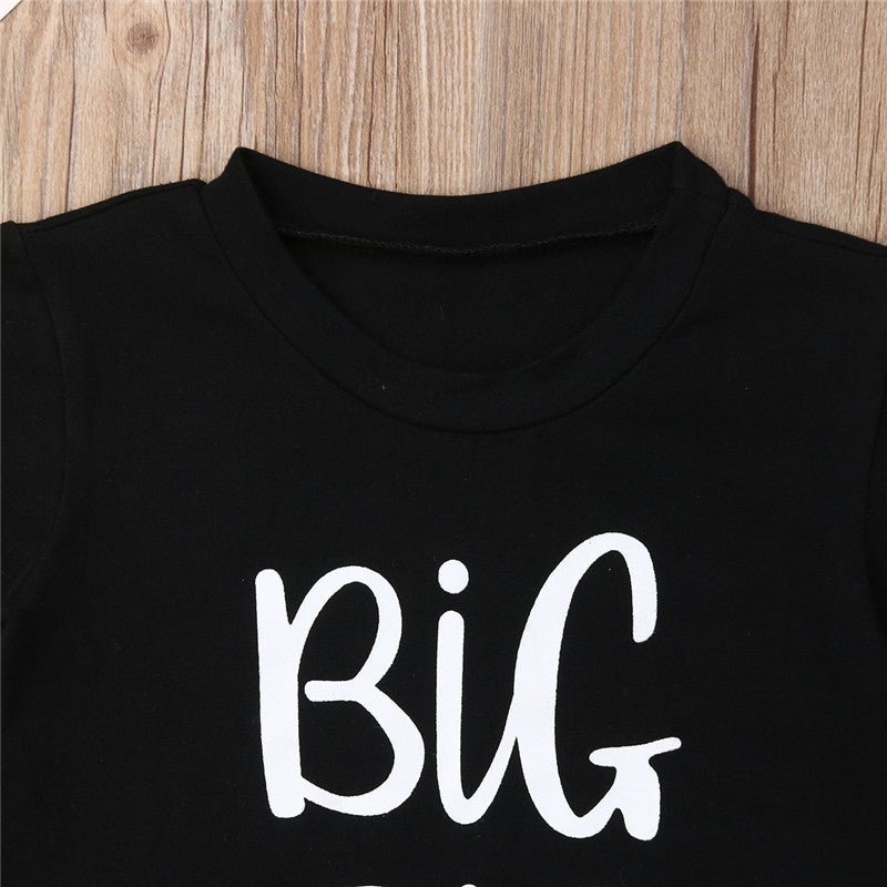 Kids Unisex Short Sleeve Print T-Shirt – White & Black