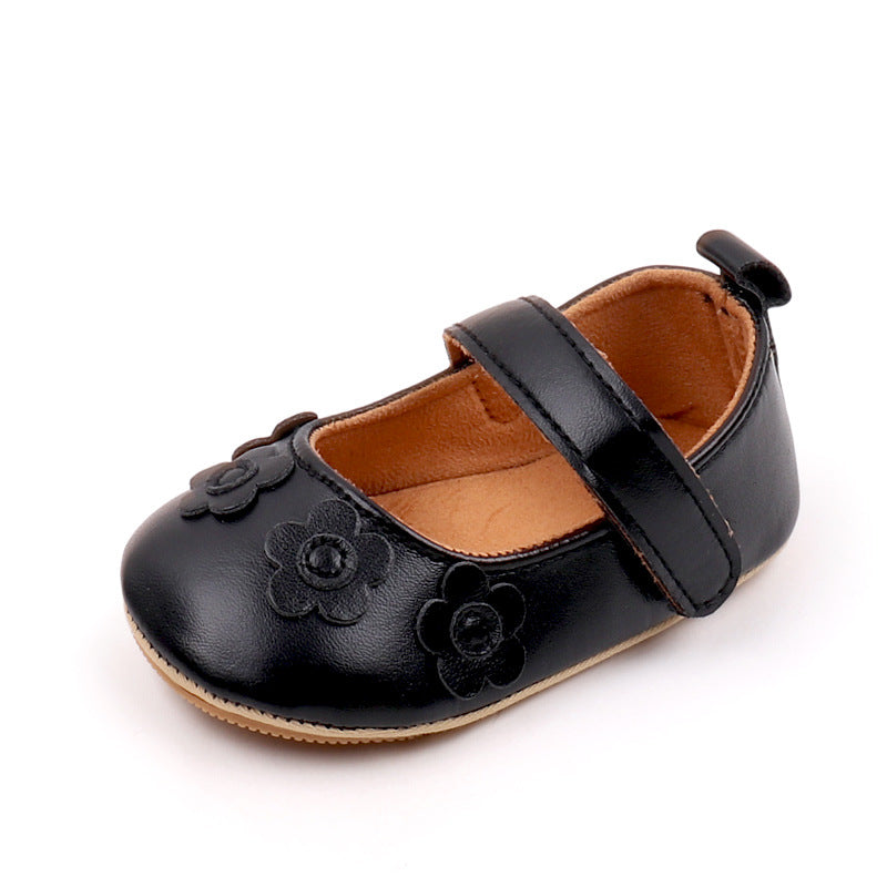 Girls' Flower Soft-Sole Non-Slip Toddler Shoes | Princess PU Leather Baby Shoes