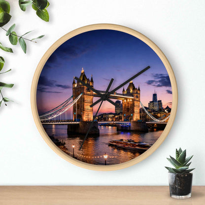 London Tower Bridge Wall Clock – Nighttime Cityscape Decorative Timepiece