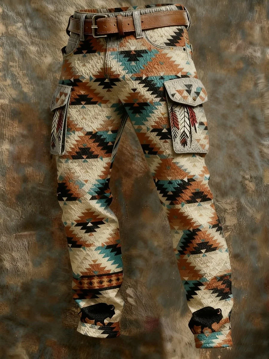 Men's Retro Print Straight-Leg Trousers | 12 Designs | S-5XL