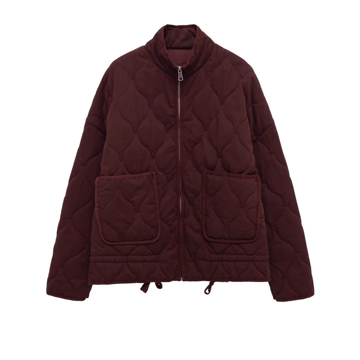 Women's Lace-Up Padded Coat with Pockets - 5 Colours