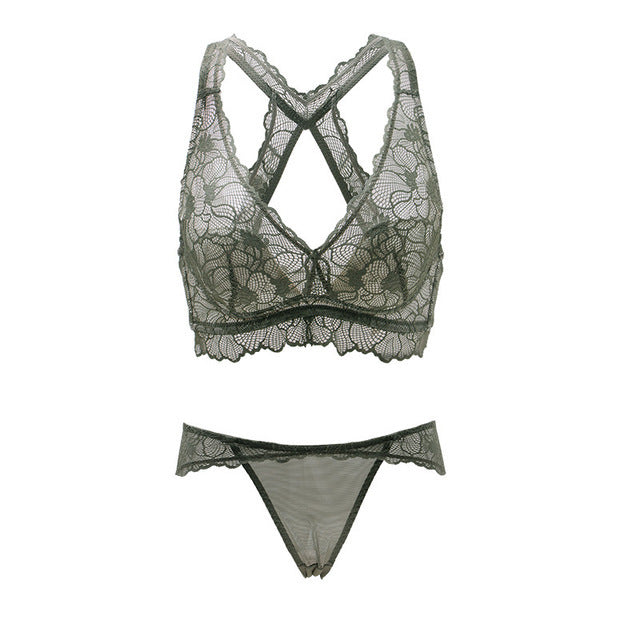 Women's 3/4 Cup Lace Bra Set | Soft Back Lace Edge Lingerie