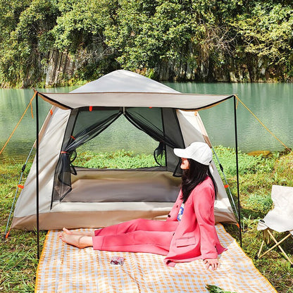3-Person Beach & Camping Tent – Silver-Coated T210 Waterproof Quick-Pitch Tent with Optional Ground Mat