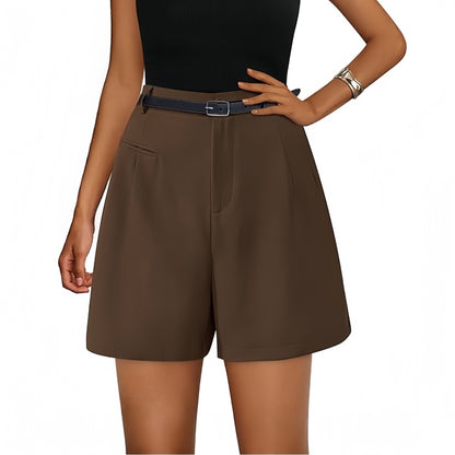 Women's Elastic High Waist Wide Leg Casual Shorts