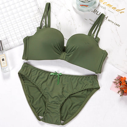 Women's Modal Gathered Bra Set | 1/2 Cup Removable Strap