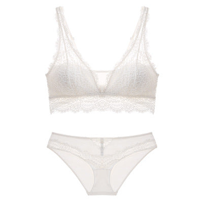 Women's Wireless Gathered Lace Bra Set | Soft Everyday Lingerie