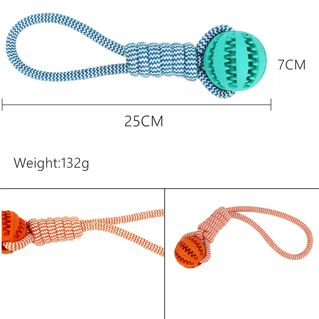 Dog Chew Toy Rubber Twist Ball & Rope – Bite-Resistant Teeth Cleaner